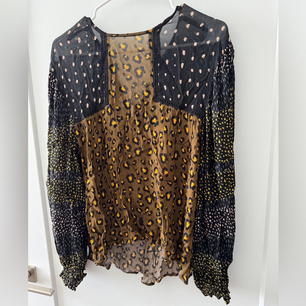 Anthropologie Blink Leopard Print Sheer Blouse